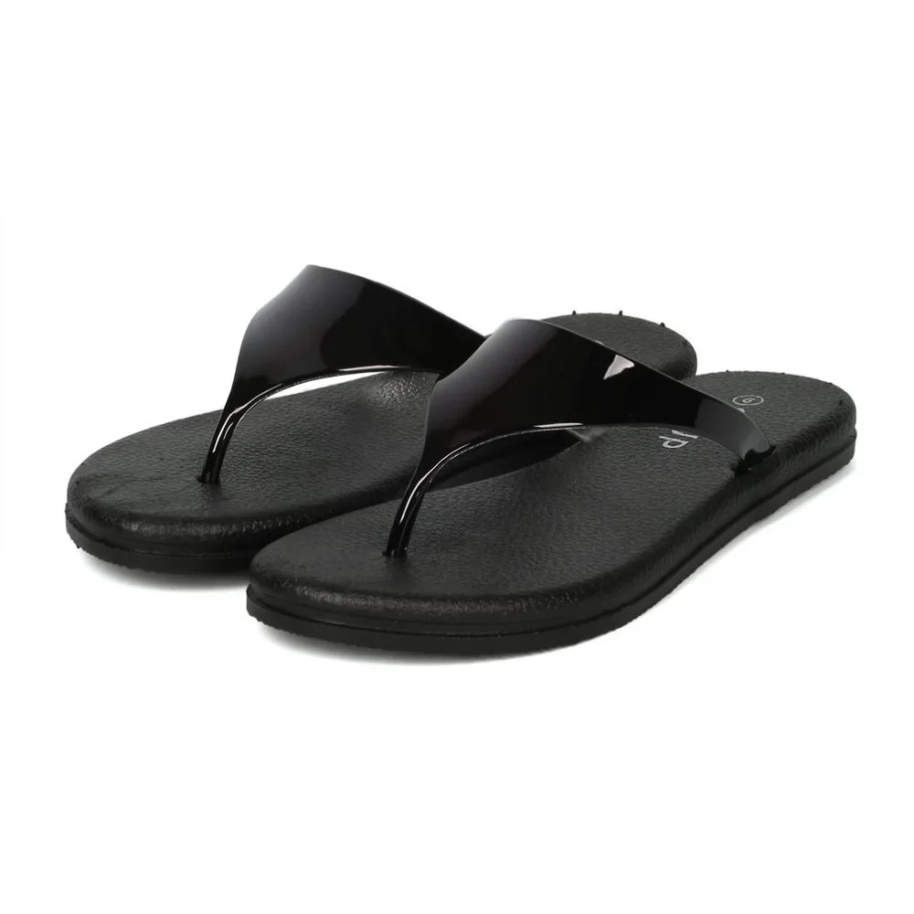 Alrisco Metallic Triangle Thong Flatform T-Strap Spring Summer Sandals - Picture 3 of 6